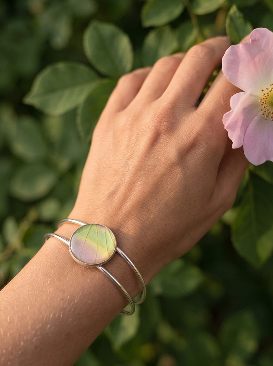 Náramek z motýlího křídla univerzální 20 mm Actias Dubernardi